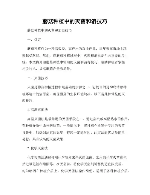 蘑菇种植中的灭菌和消技巧