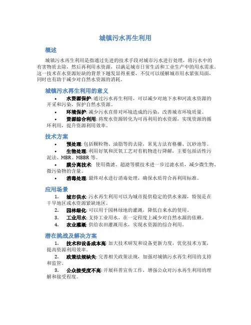 城镇污水再生利用