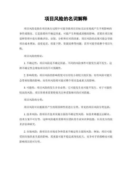 项目风险的名词解释