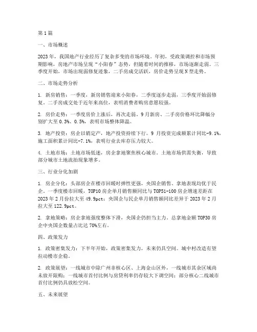 地产行业年度总结报告(3篇)