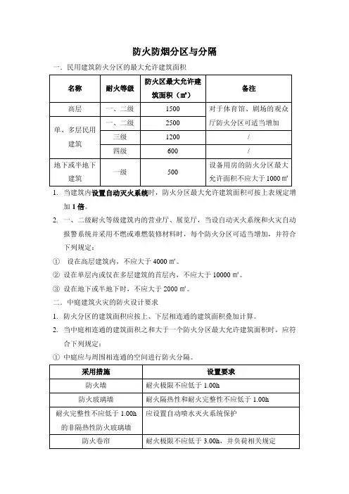 防火防烟分区与分隔