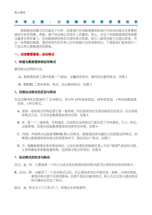 数据透视表格模板教程1—打造精美的数据透视表格模板