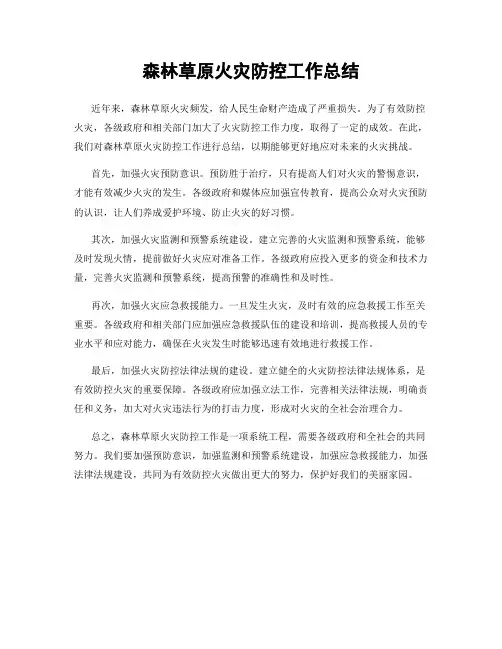 森林草原火灾防控工作总结