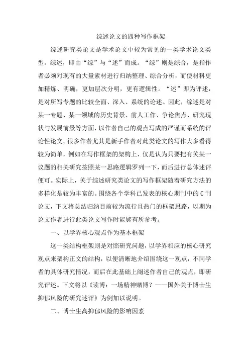 综述论文的四种写作框架