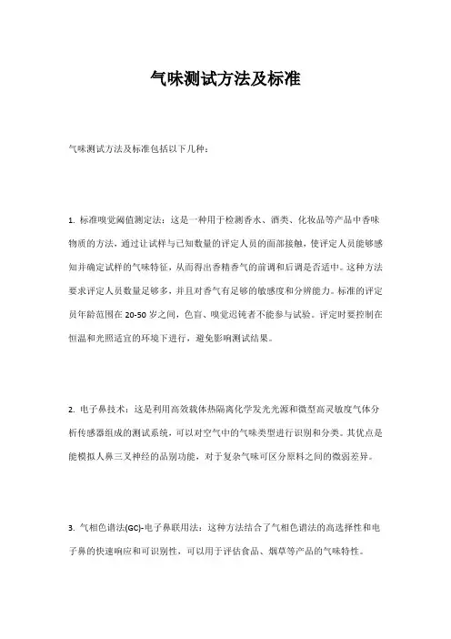气味测试方法及标准