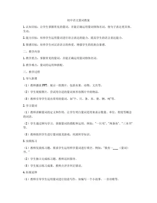 初中语文量词教案