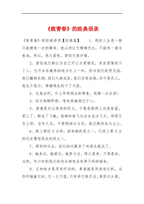 《致青春》的经典语录
