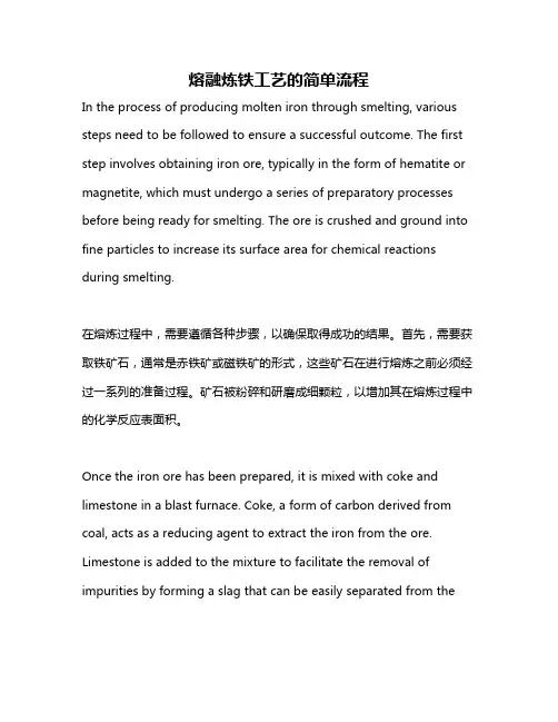 熔融炼铁工艺的简单流程
