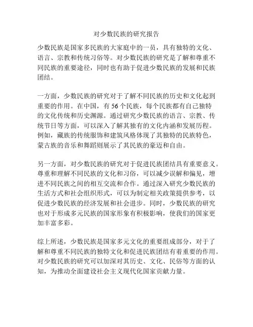 对少数民族的研究报告