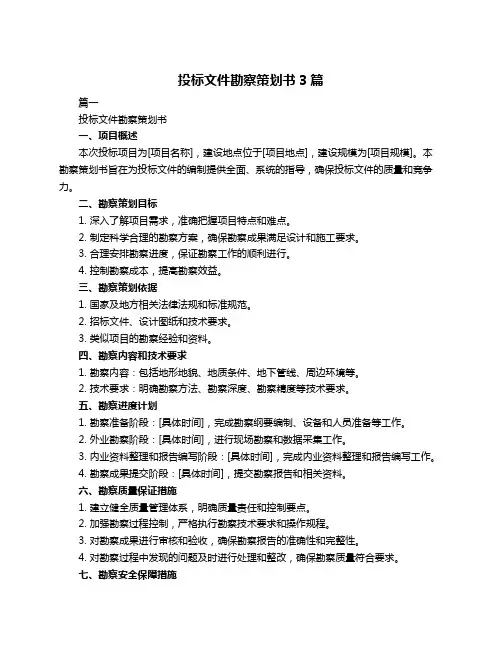 投标文件勘察策划书3篇