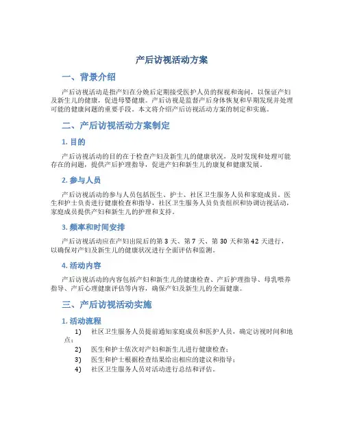 产后访视活动方案