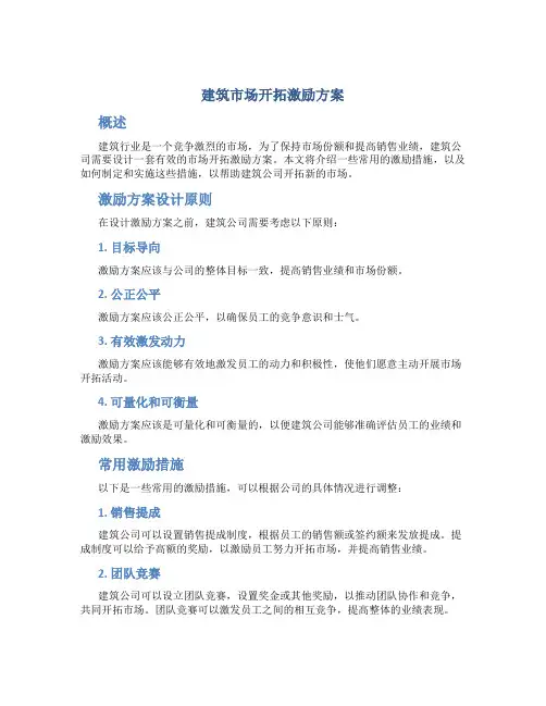 建筑市场开拓激励方案