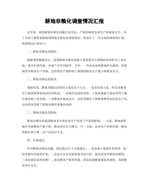 耕地非粮化调查情况汇报