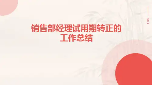销售部经理试用期转正的工作总结PPT