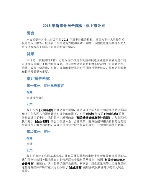 2018年新审计报告模板-非上市公司