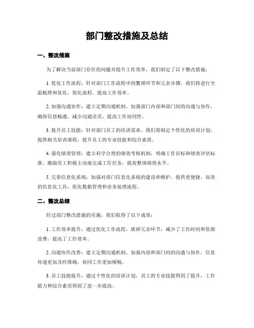 部门整改措施及总结
