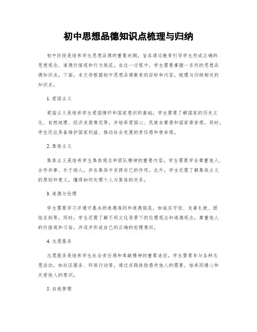 初中思想品德知识点梳理与归纳