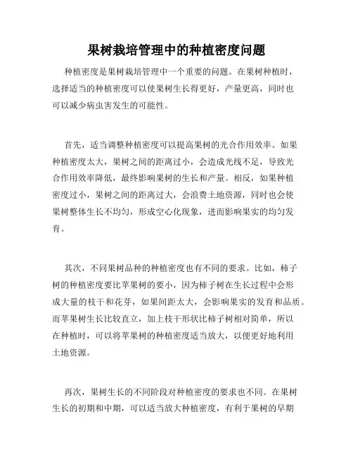 果树栽培管理中的种植密度问题