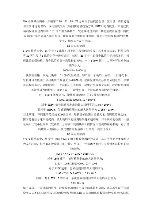 SDH系统误码性能检测方法