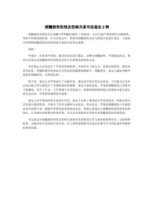 颈髓损伤伤残及伤病关系司法鉴定2例