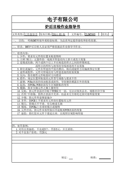 SMT炉后目检作业指导书