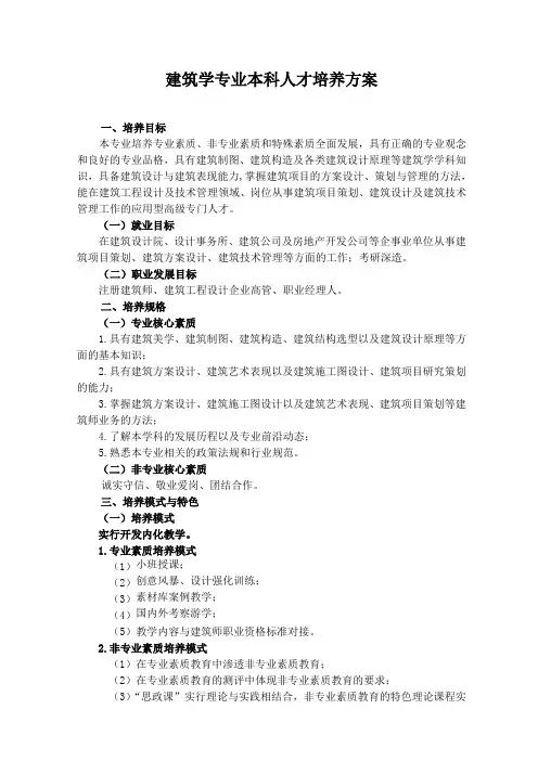 建筑学专业本科人才培养方案