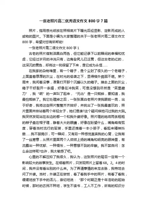 一张老照片高二优秀语文作文800字7篇