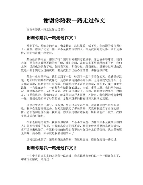 谢谢你陪我一路走过作文