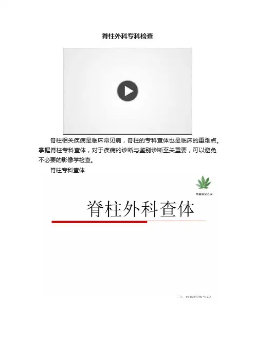 脊柱外科专科检查