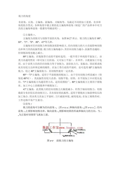 铣刀的角度