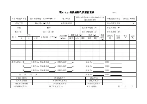 冲击钻钻孔桩钻孔及清孔记录表