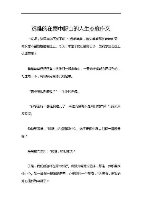 艰难的在雨中爬山的人生态度作文