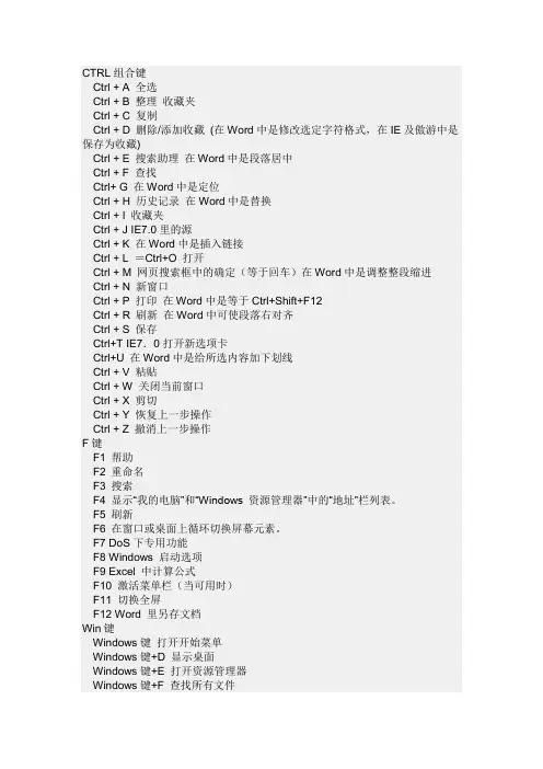 电脑键盘快捷键大全一览表