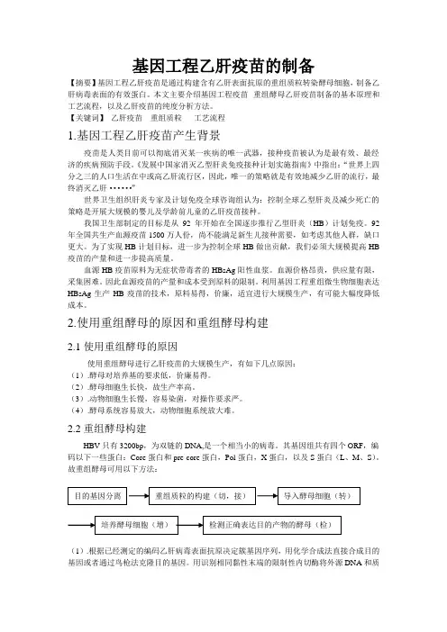 基因工程乙肝疫苗的制备