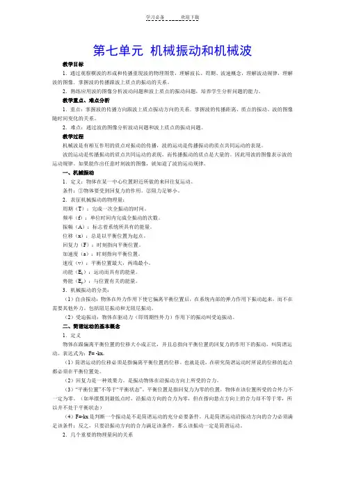 高考物理复习要点第七单元nbsp机械振动和机械波