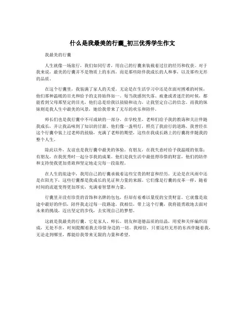 什么是我最美的行囊_初三优秀学生作文