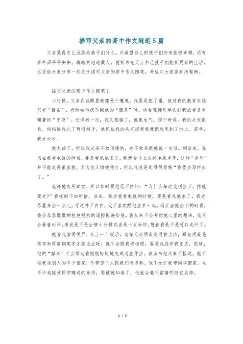 描写父亲的高中作文随笔5篇