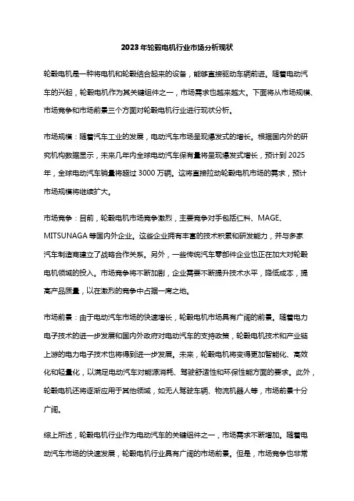 2023年轮毂电机行业市场分析现状