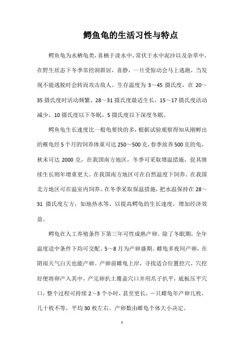 鳄鱼龟的生活习性与特点
