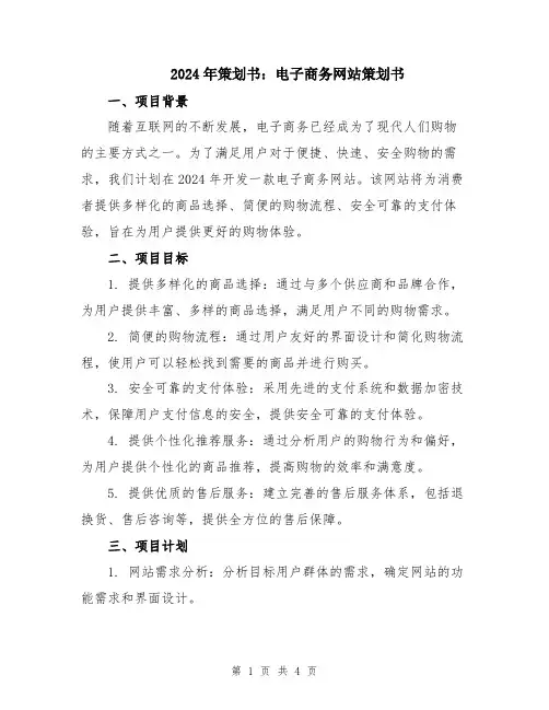 2024年策划书：电子商务网站策划书