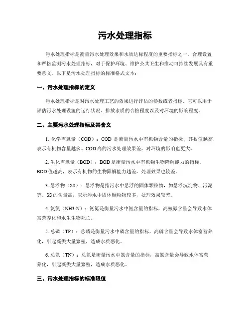 污水处理指标