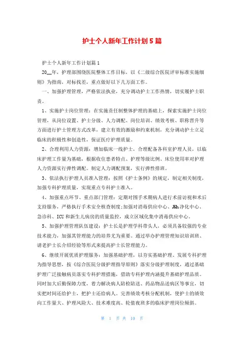 护士个人新年工作计划5篇