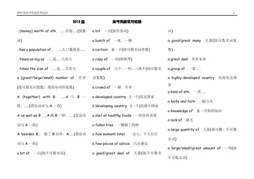 2013届高考英语作文常用语大全