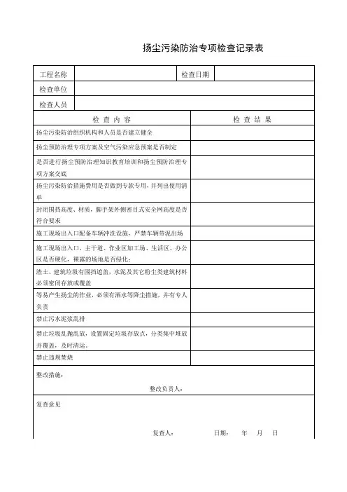 扬尘污染防治专项检查记录表