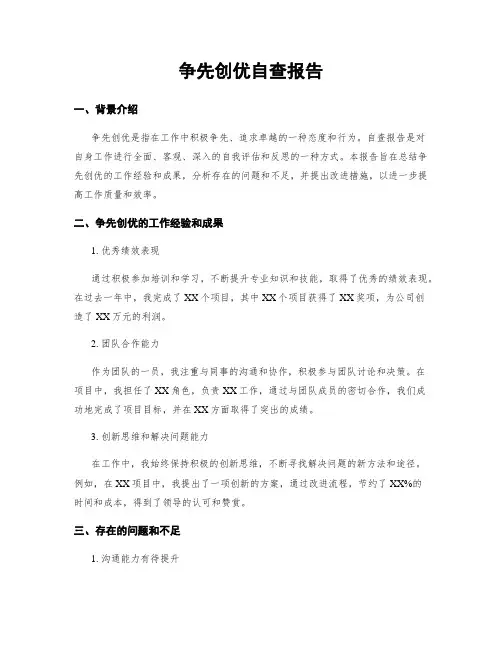 争先创优自查报告