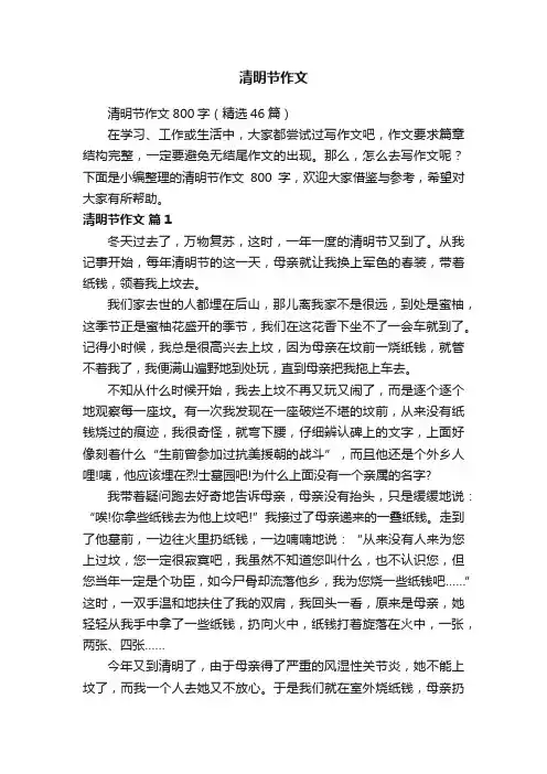 清明节作文800字（精选46篇）