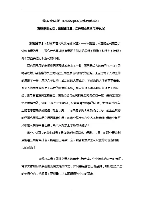 金剑峰《做自己的老板：职业化训练与自我品牌经营(提升职业素养与竞争力、保持积极心态、训练正能量)