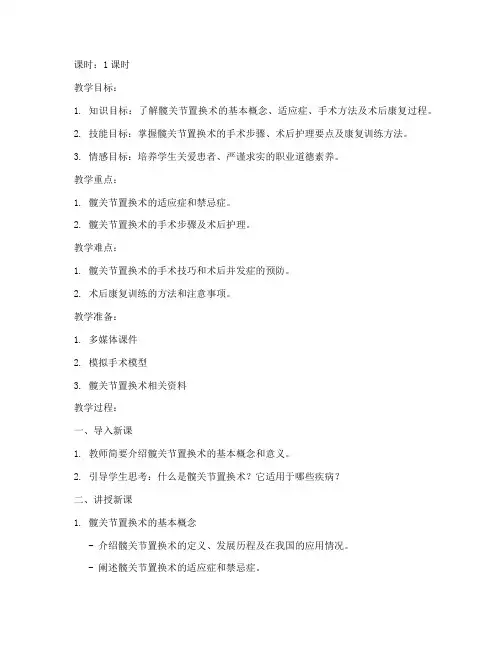 髋关节置换术教案模板范文