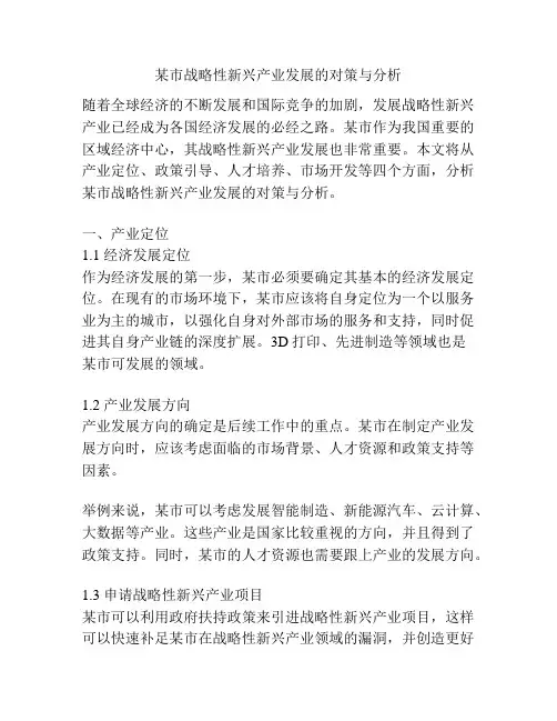 某市战略性新兴产业发展的对策与分析