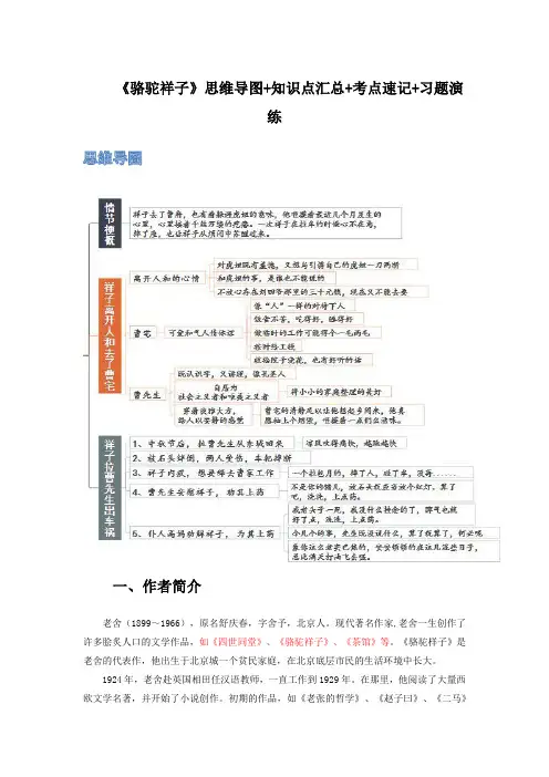 《骆驼祥子》-初中语文名著导读之思维导图+知识点汇总+考点速记+习题)